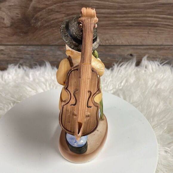 Figurine The Fiddler Boy Walking with Cello on Back Porcelain Handpainted 6” - Picture 3 of 8